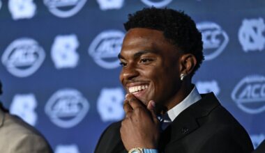 UNC Football Players Meet the ACC Kickoff Media