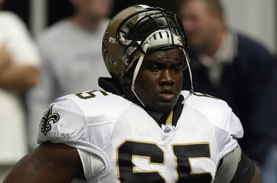 SEATTLE - SEPTEMBER 7: Guard LeCharles Bentley #65 of the New Orleans Saints watches the game against the Seattle Seahawks at Seahawks Stadium on September 7, 2003 in Seattle, Washington. The Seahawks defeated the New Orleans Saints 27-10. (Photo by Otto Greule Jr/Getty Images)