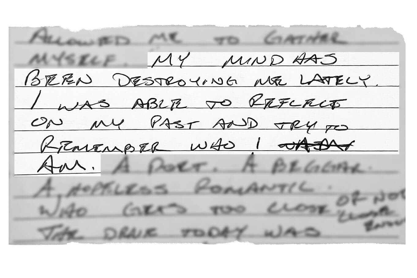 A journal entry of Newman's offering a glimpse into the mental pain that accompanied his unraveling.