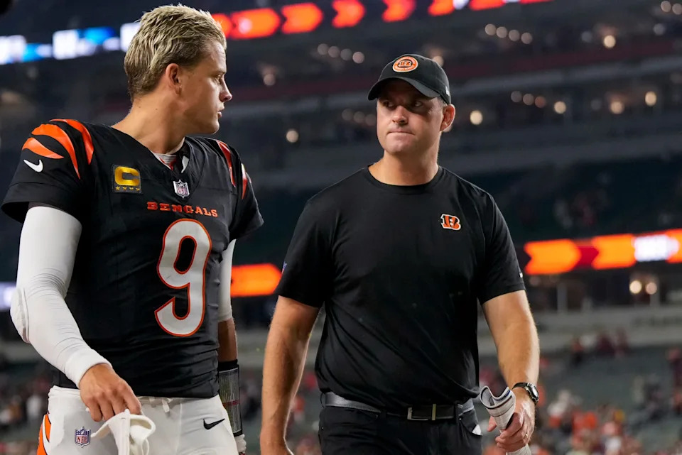 Cincinnati Bengals quarterback Joe Burrow and head coach Zac Taylor