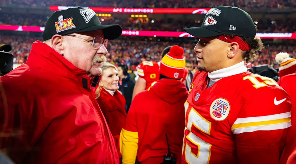 Chiefs head coach Andy Reid and quarterback Patrick MahomesMark J&period; Rebilas-Imagn Images