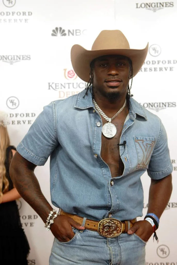 Panthers wide receiver Xavier Legette on the Kentucky Derby red carpet on May 3. Maggie Huber/Special to Courier Journal / USA TODAY NETWORK via Imagn Images