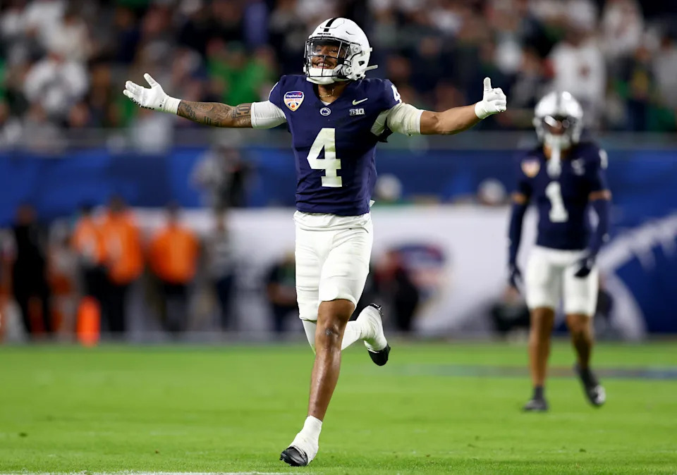 A.J. Harris of the Penn State Nittany Lions reacts during the Orange Bowl