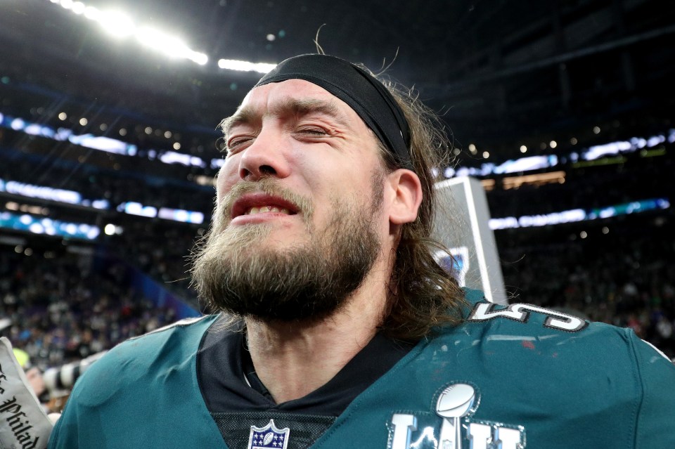 Bryan Braman #50 of the Philadelphia Eagles celebrates their Super Bowl LII victory.