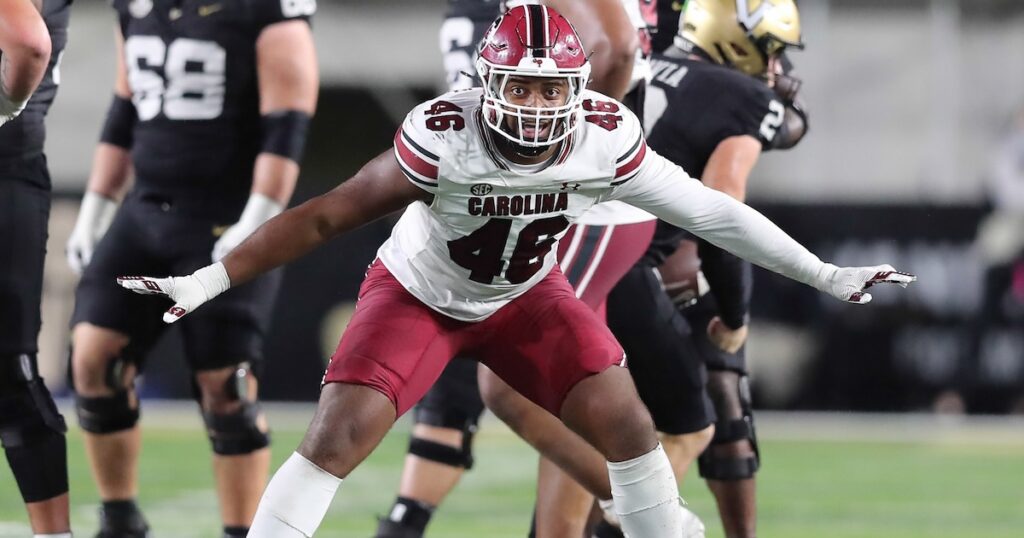South Carolina EDGE Bryan Thomas Jr. celebrates during the win over Vanderbilt (Photo: CJ Driggers | GameccockCentral.com)