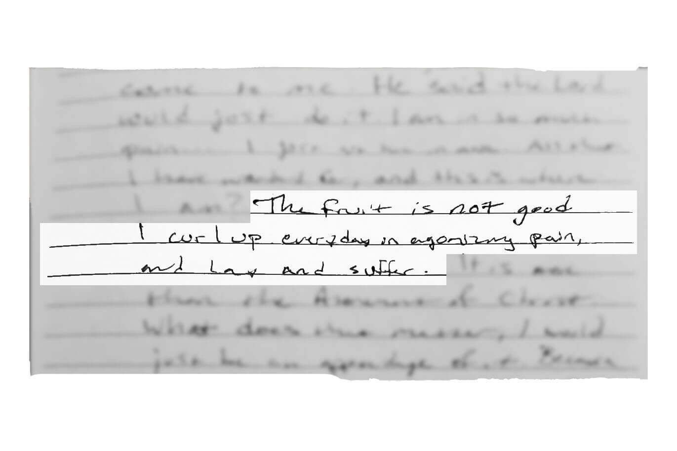 An entry from Newman's journal describing the anguish that his own brain was causing him during this time.