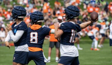 Glimpse of temporary fan bleachers at Broncos training camp | Denver Broncos