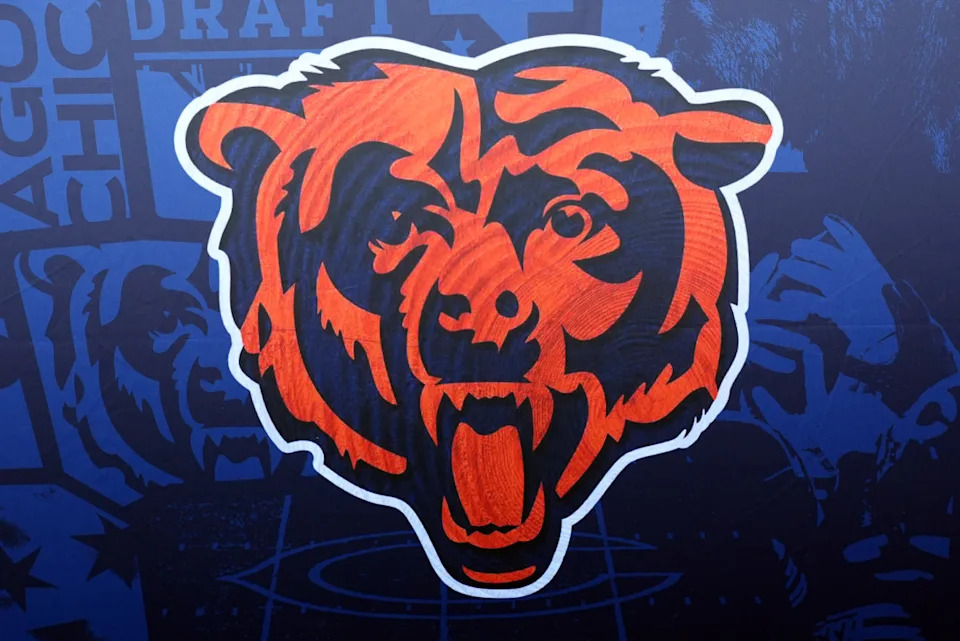 GREEN BAY, WISCONSIN - APRIL 23: A general view of the Chicago Bears logo prior to the 2025 NFL Draft at Lambeau Field on April 23, 2025 in Green Bay, Wisconsin. (Photo by Perry Knotts/Getty Images)