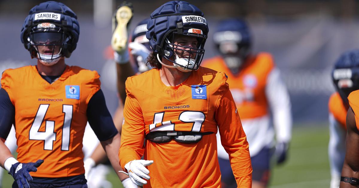 Broncos linebacker Drew Sanders carted off practice field with right leg injury | Sports