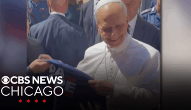Chicago family gifts Pope Leo XIV "Da Pope" T-shirt in Bears colors