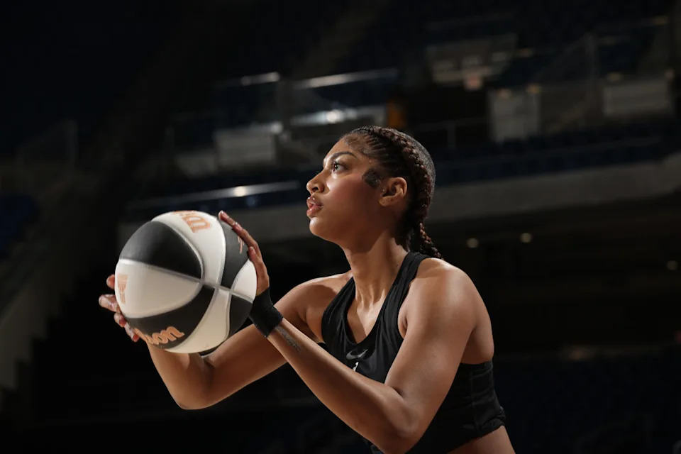 Angel Reese #5 of the Chicago Sky warms up before the game against the Washington Mystics during the 2025 Commissioner's Cup game on June 17, 2025 at the Wintrust Arena in Chicago, IL.<p>Gary Dineen&sol;Getty Images</p>
