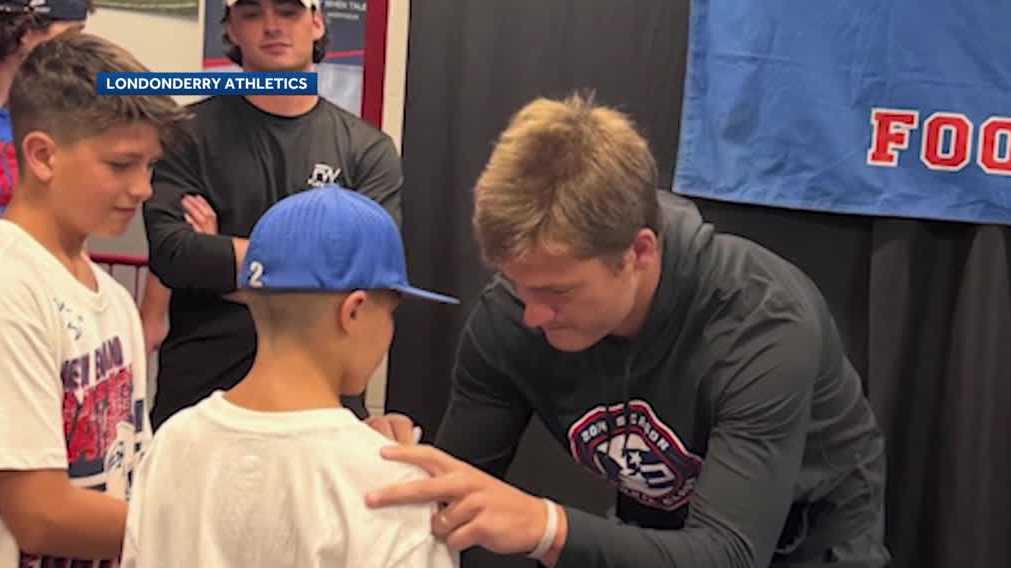 Patriots QB Drake Maye leads Londonderry football camp