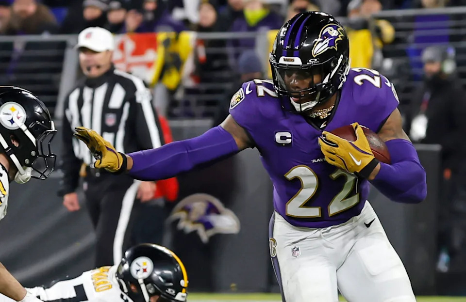 Baltimore Ravens running back Derrick Henry (22).Geoff Burke-Imagn Images