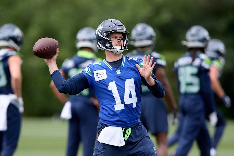 The Seattle Seahawks signed quarterback Sam Darnold after his career year with the Vikings. (AP Photo/John Froschauer)
