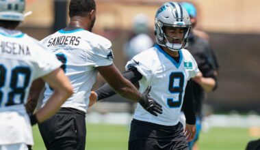 Bryce Young throws dimes to Panthers WRs during training session