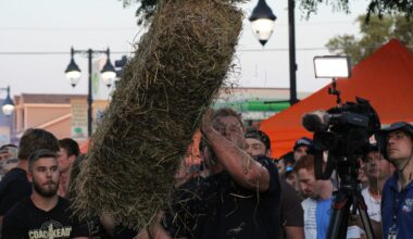 Iowa football's Kade Pieper defends Hay Bale Toss title at Solon Beef Days
