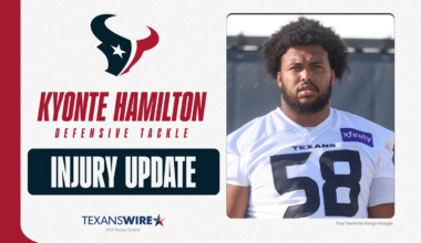 Texans rookie Kyonte Hamilton carted off in air cast at training camp
