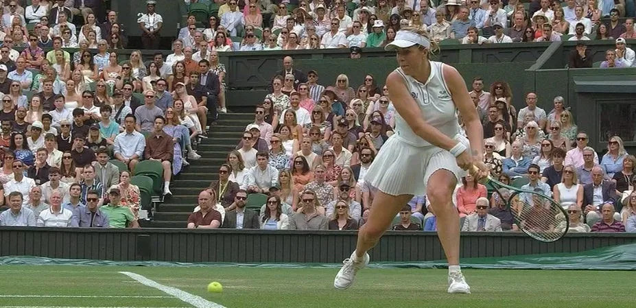 Pavlyuchenkova goes to return a ball that is obviously out, which ELC missed. (Screengrab)