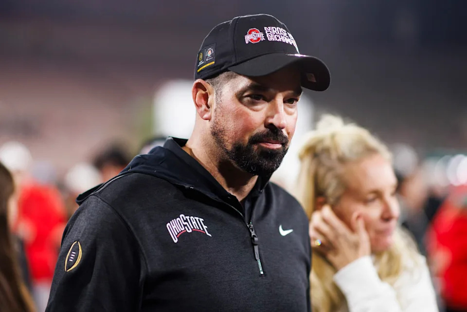 PASADENA, CALIFORNIA - JANUARY 1: Ryan Day of the Ohio State Buckeyes walks off the field after the Rose Bowl game against Oregon Ducks at Rose Bowl Stadium on January 1, 2025 in Pasadena, California. (Photo by Ric Tapia/Getty Images)Ric Tapia&sol;Getty Images