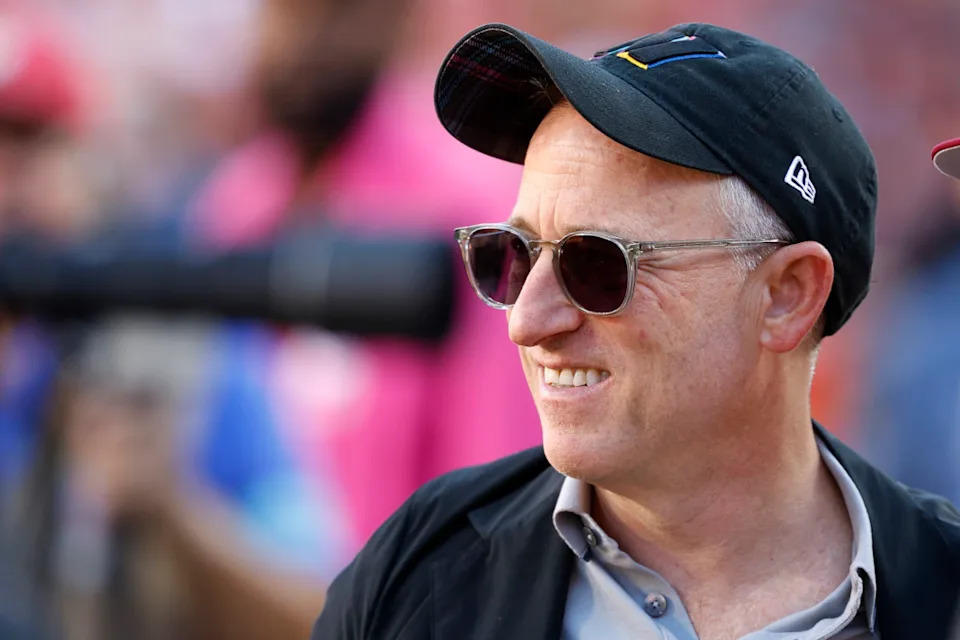 Oct 20, 2024; Landover, Maryland, USA; Washington Commanders owner Josh Harris stands on the field prior to the game against the Carolina Panthers at Northwest Stadium. Mandatory Credit: Geoff Burke-Imagn Images© Geoff Burke-Imagn Images