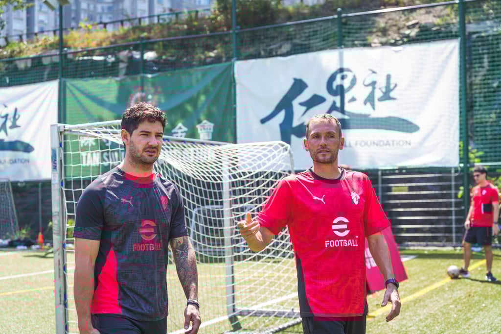 Andrea Galbiati (right) with Alexandre Pato at AC Milan’s academy in Hong Kong. Photo: Handout