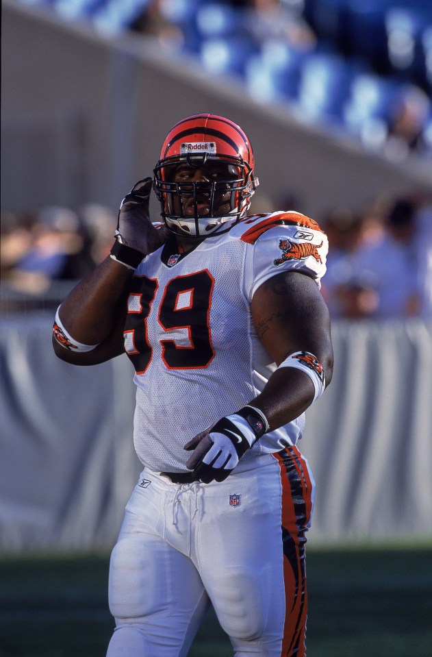 Oliver Gibson #99 of the Cincinnati Bengals on the field during a pre-season game.