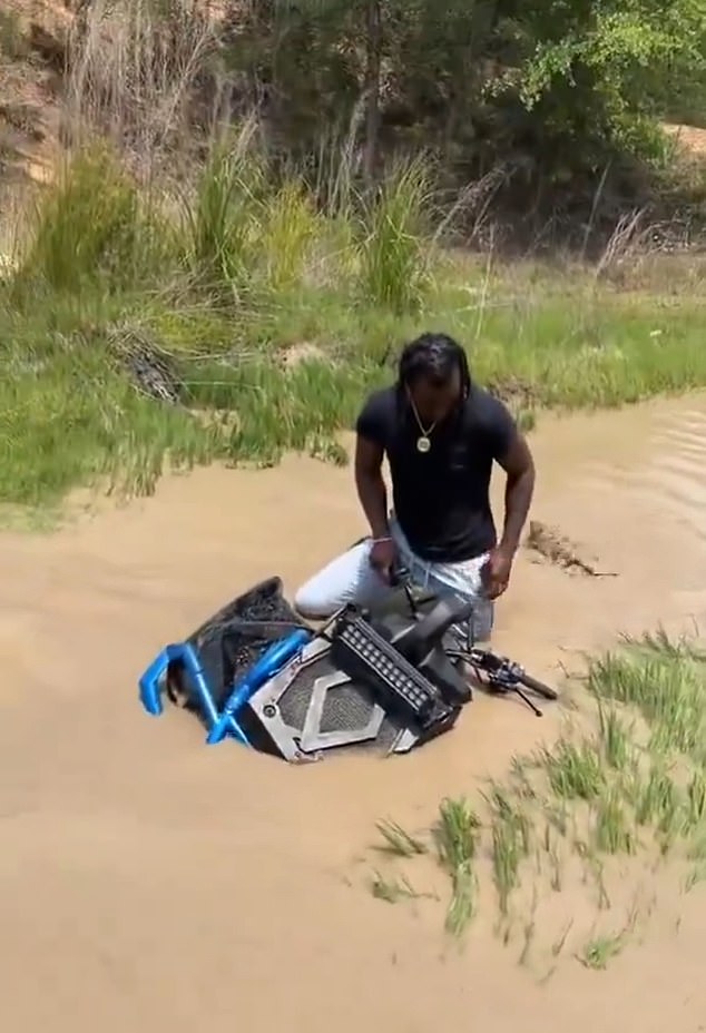Legette's friend was driving an ATV when they got it stuck in some muddy waters