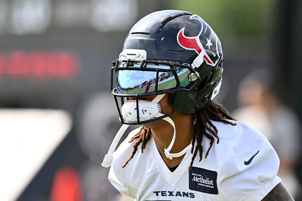 Jun 10, 2025; Houston, TX, USA; Houston Texans cornerback Derek Stingley Jr. (24) participates in a drill during an NFL football minicamp at NRG Stadium. Mandatory Credit: Maria Lysaker-Imagn Images
