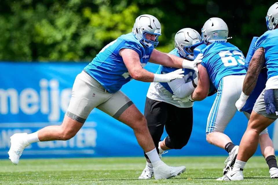 Dan Skipper during Lions practice. © Junfu Han / USA TODAY NETWORK via Imagn Images