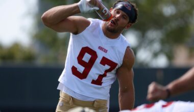 49ers camp opens with rebuilt D-line; receiver Cowing hurt