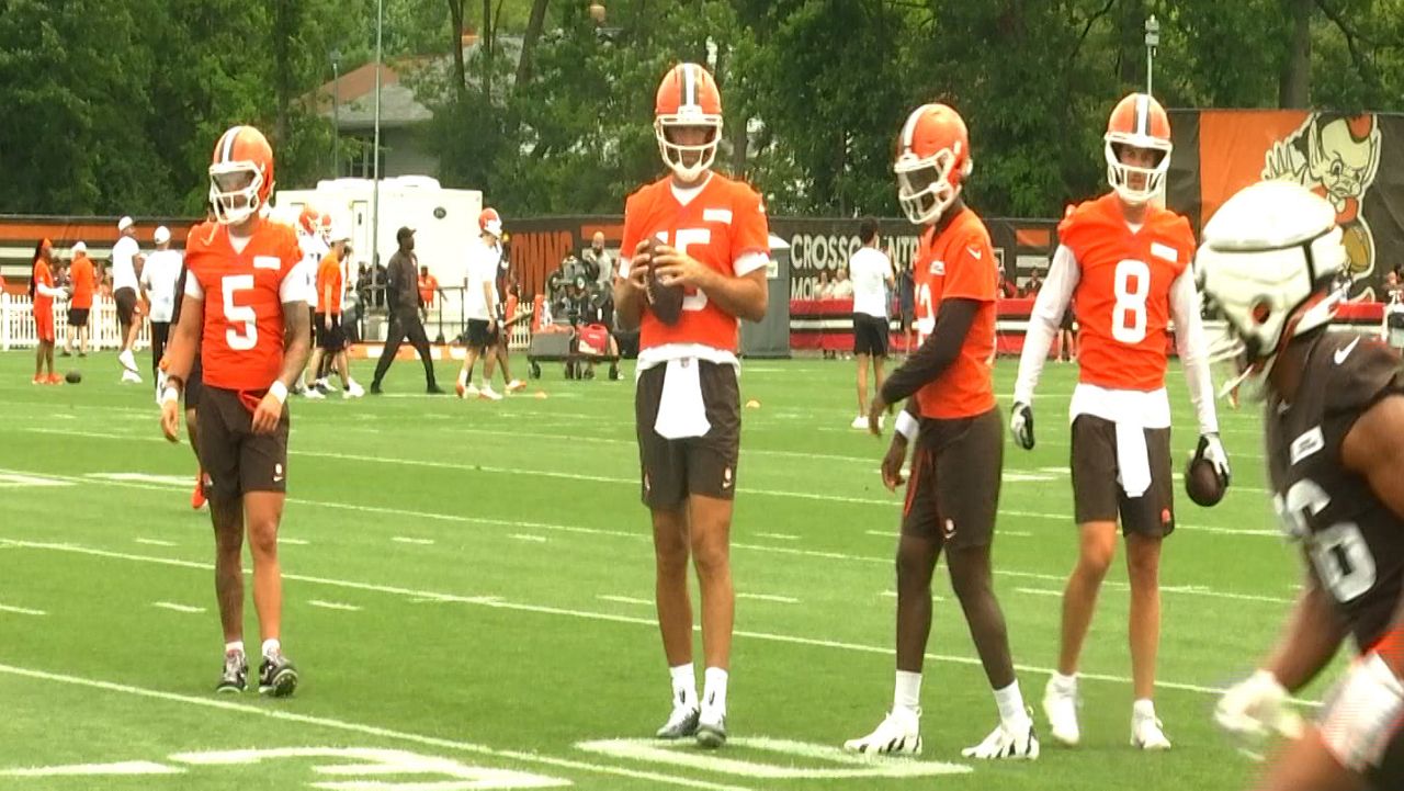 Eight-hundred Browns fans got their first look at the team's quarterback competition on Friday.