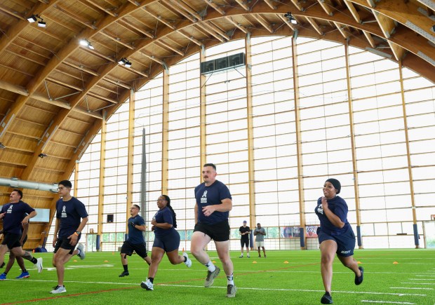 Local military warm during the “USAA’s Salute to Service NFL...