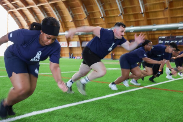 Local military warm during the “USAA’s Salute to Service NFL...
