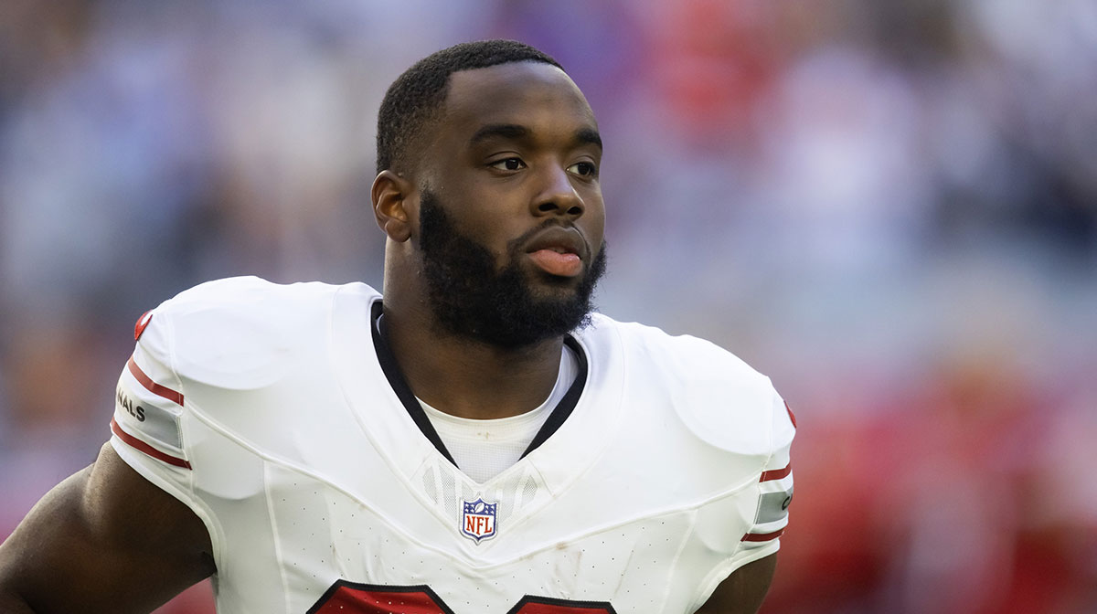 Arizona Cardinals running back Trey Benson (33) against the New England Patriots at State Farm Stadium.