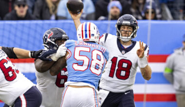 Texans quarterback Case Keenum throws a pass during the team