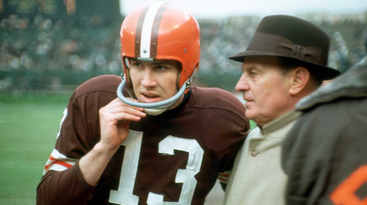 FILE PHOTO; Cleveland Browns head coach Paul Brown on the sidelines with quarterback (13) Frank Ryan.
