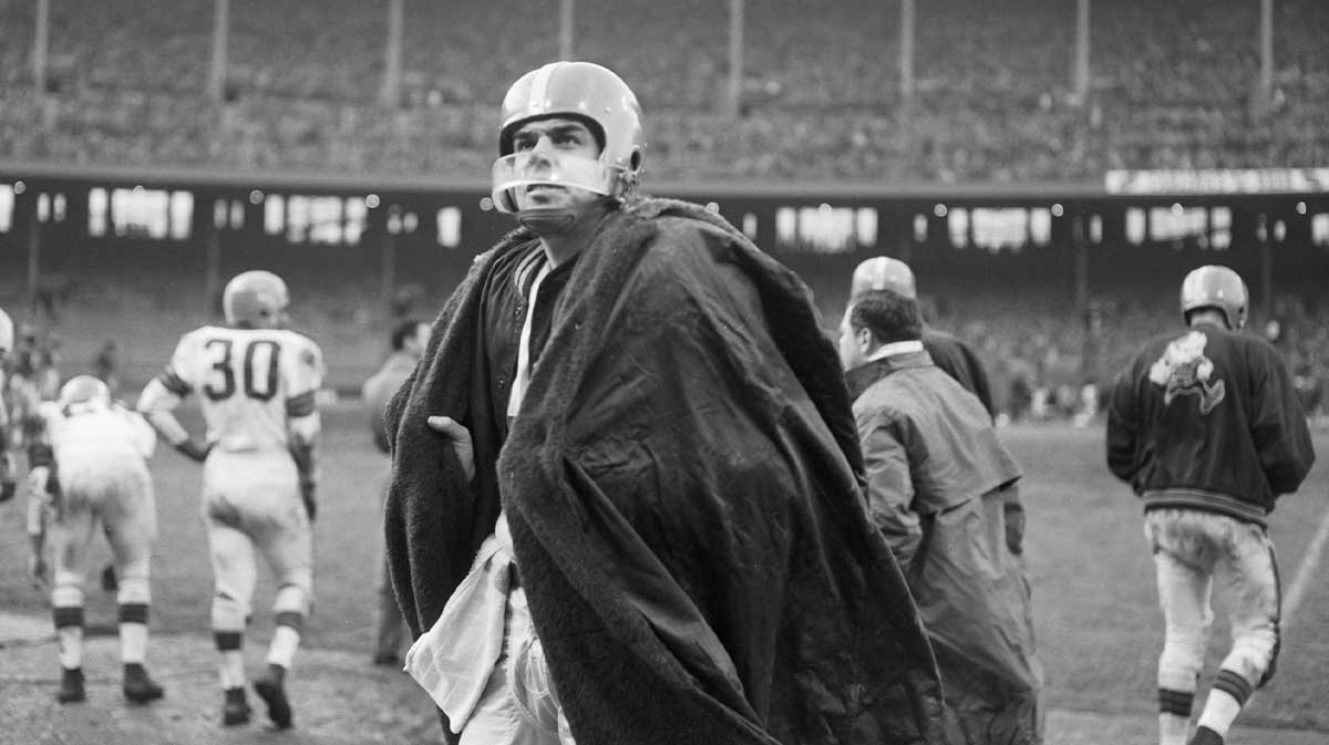 FILE PHOTO; Cleveland Browns quarterback Otto Graham (14) on the sideline during the 1956 season.