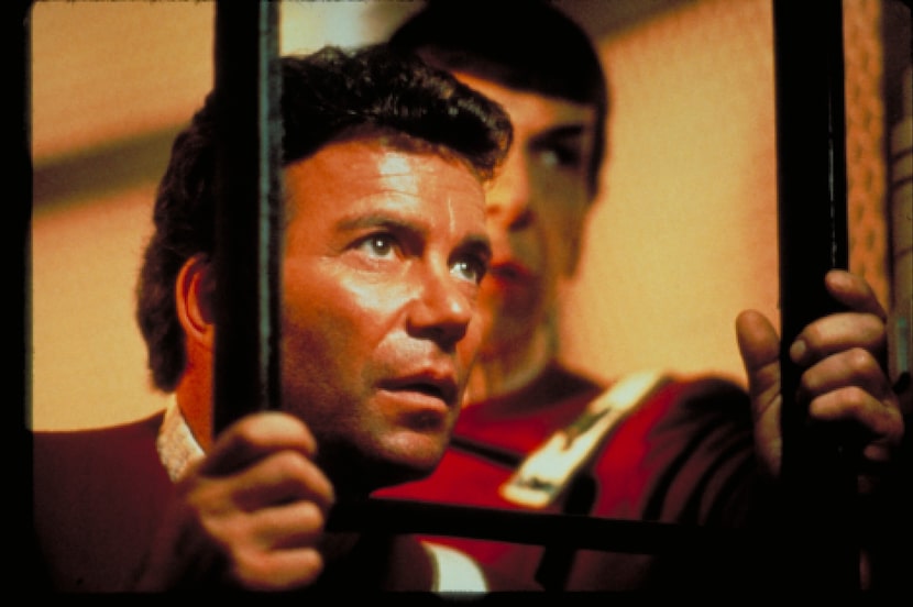 William Shatner (foreground) and Leonard Nimoy star in "Star Trek II: The Wrath of Khan."