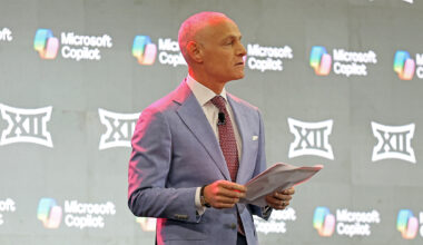 Big 12 commissioner Brett Yormark said he is “doubling down” on the five-11 model in the CFP expansion debate.