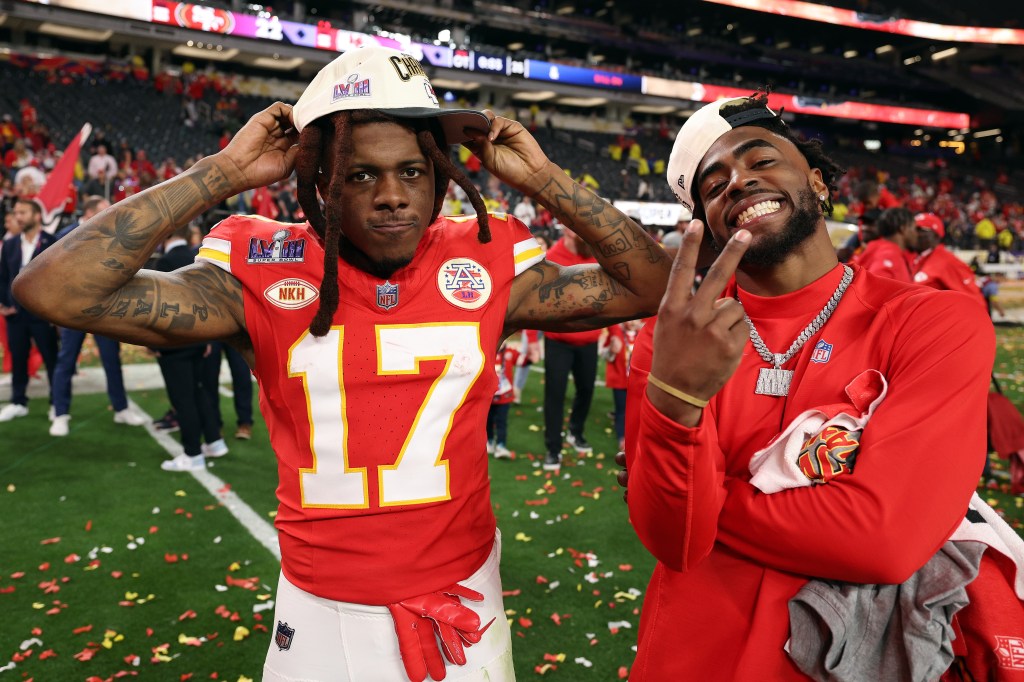 Richie James (17) won Super Bowl LVIII with the Chiefs.