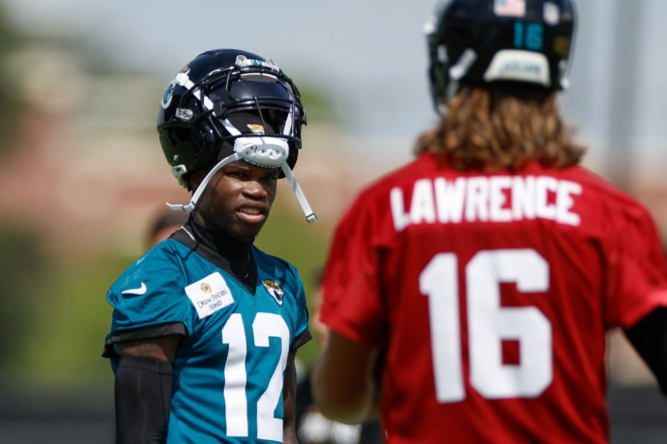 JACKSONVILLE, FL - JUNE 05: Jacksonville Jaguars wide receiver Travis Hunter (12) looks on during Jacksonville Jaguars OTA on June 5, 2025 at the Miller Electric Center in Jacksonville, Fl. (Photo by David Rosenblum/Icon Sportswire via Getty Images)
