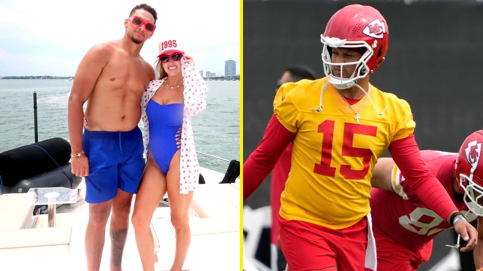 Mahomes' body went viral as he posed with wife Brittany