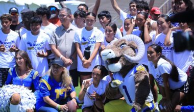 The Los Angeles Rams held a clinic for about 400 Maui keiki after a team walkthrough at War Memorial Stadium in Wailuku, Maui, on June 17 as part of the team's MauiCamp.