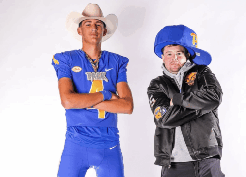 Pitt quarterback commit Corey Dailey with offensive coordinator Kade Bell. Photo courtesy of Dailey's Instagram.