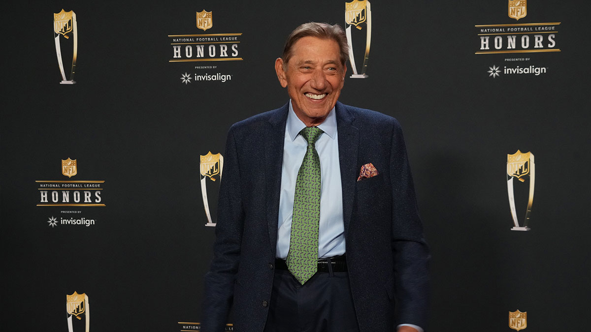 Joe Namath poses for a photo on the red carpet before the NFL Honors award show at Symphony Hall. 