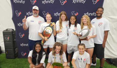 Texans host their NFL girls flag football championship team at camp: ‘Incredible experience’