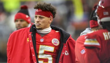 Kansas City Chiefs quarterback Patrick Mahomes watches play during the second half of an NFL football game against the Cleveland Browns, Sunday, Dec. 15, 2024, in Cleveland. (AP Photo/David Richard)