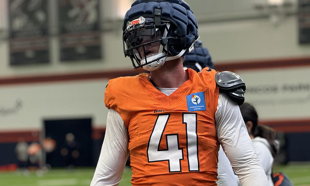 Young Broncos linebacker carted off at training camp practice