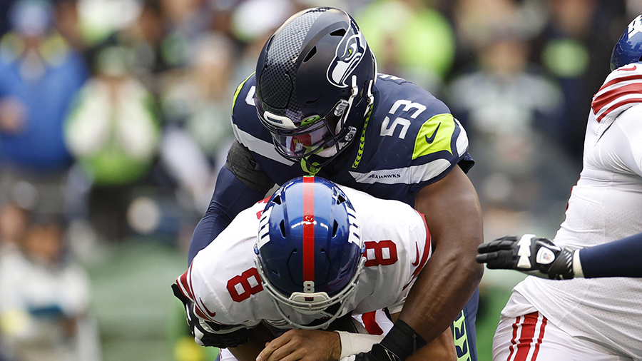 Seattle Seahawks Boye Mafe sack New York Giants Daniel Jones 2022...