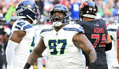Seattle Seahawks Johnathan Hankins celebrates his sack Arizona Cardinals 2024...